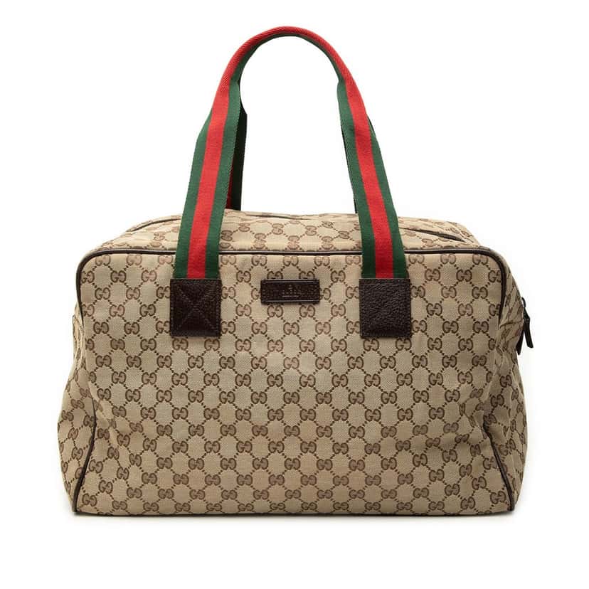Gucci GG Canvas Web Duffle Bag Beige Very good condition - Front View