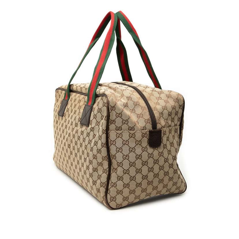 Gucci GG Canvas Web Duffle Bag Beige Very good condition - Back View