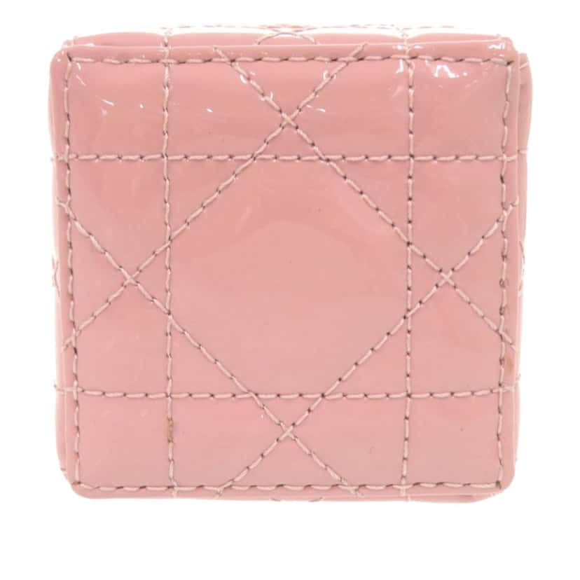 Dior Micro Patent Cannage Lady Dior Cube Pouch Pink Leather Very good condition - Inside View
