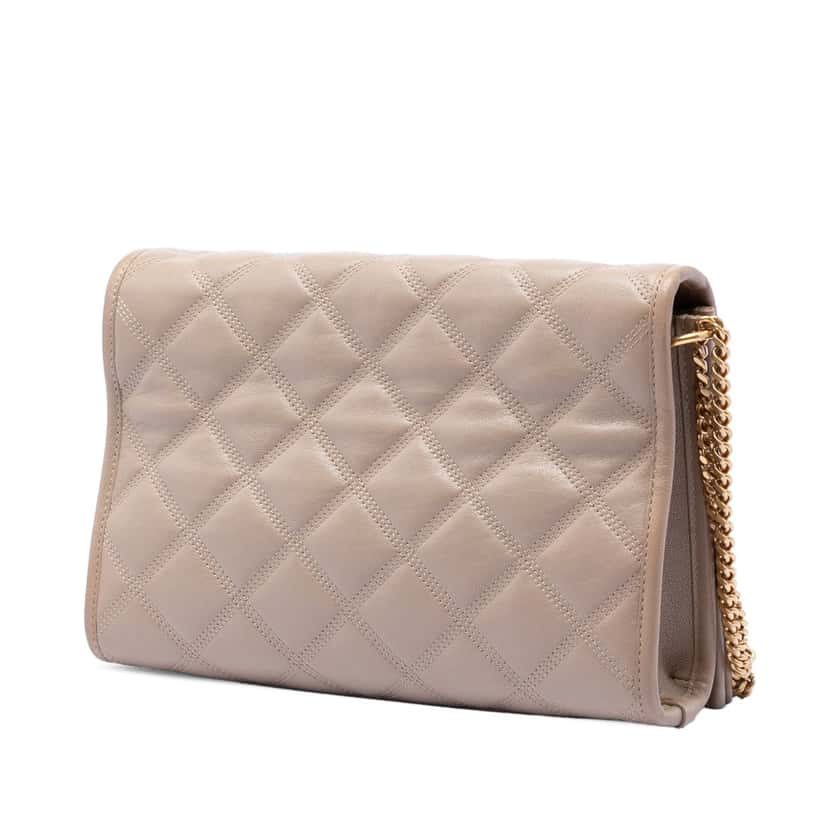 Saint Laurent Mini Quilted Lambskin Becky Chain Shoulder Bag Beige Leather Very good condition - Back View