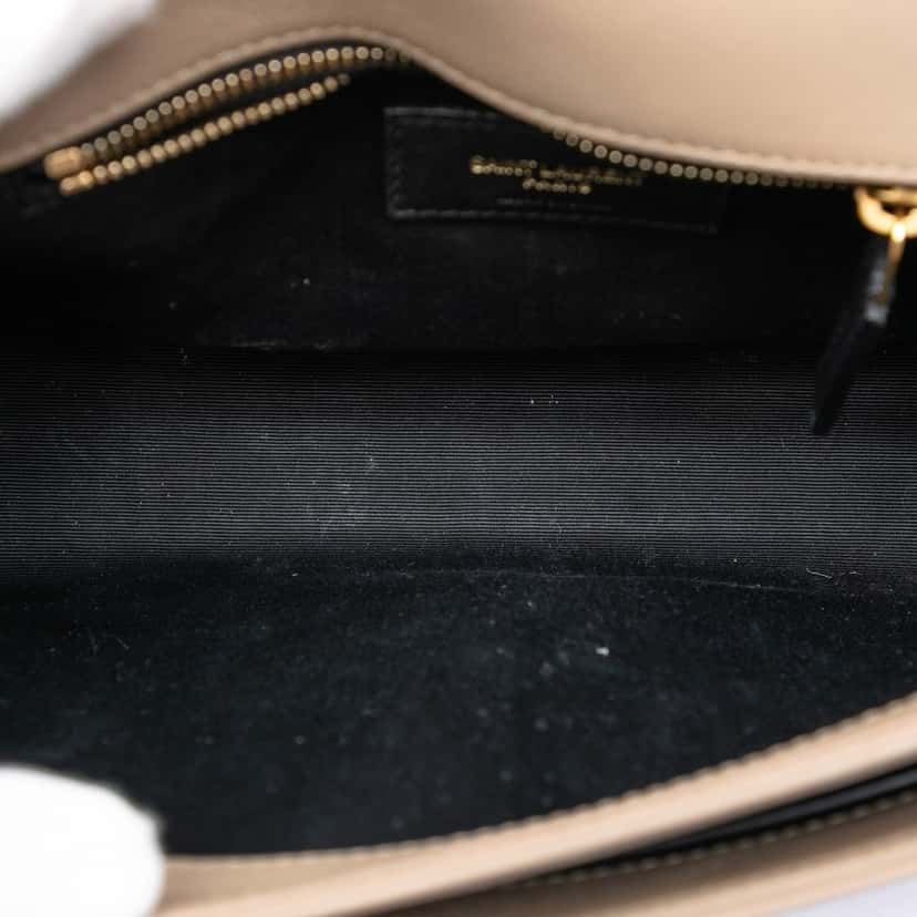 Saint Laurent Mini Quilted Lambskin Becky Chain Shoulder Bag Beige Leather Very good condition - Model View