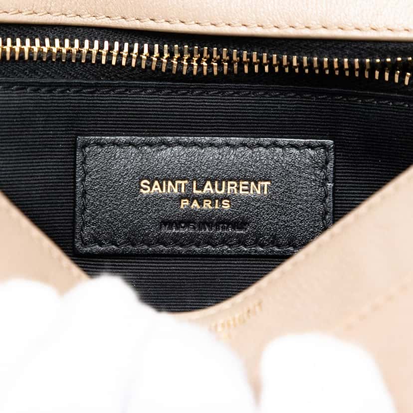 Saint Laurent Mini Quilted Lambskin Becky Chain Shoulder Bag Beige Leather Very good condition - Box View