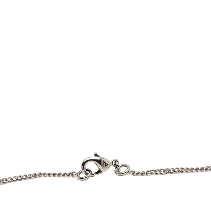 Chanel CC Brass Faux Pearl Pendant Necklace Silver Metal Very good condition - Box View