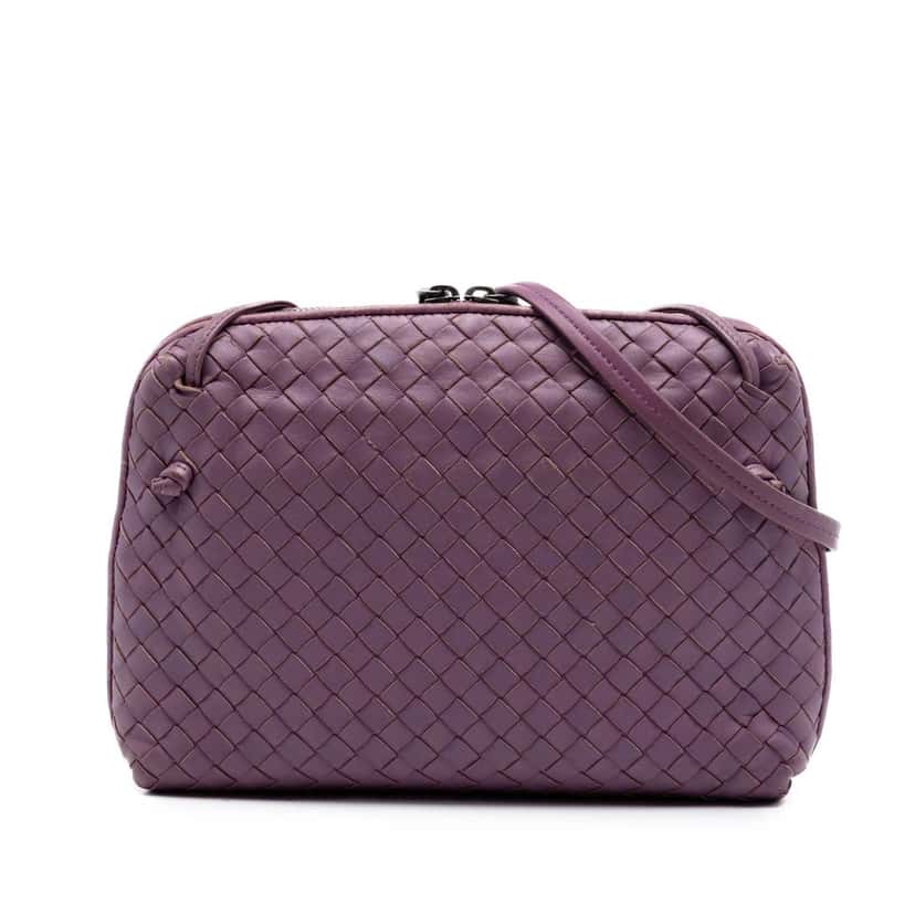 Bottega Veneta Nappa Intrecciato Nodini Crossbody Purple Leather Very good condition - Front View