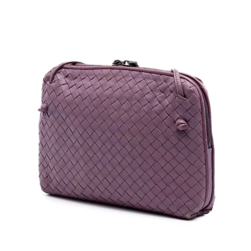 Bottega Veneta Nappa Intrecciato Nodini Crossbody Purple Leather Very good condition - Back View