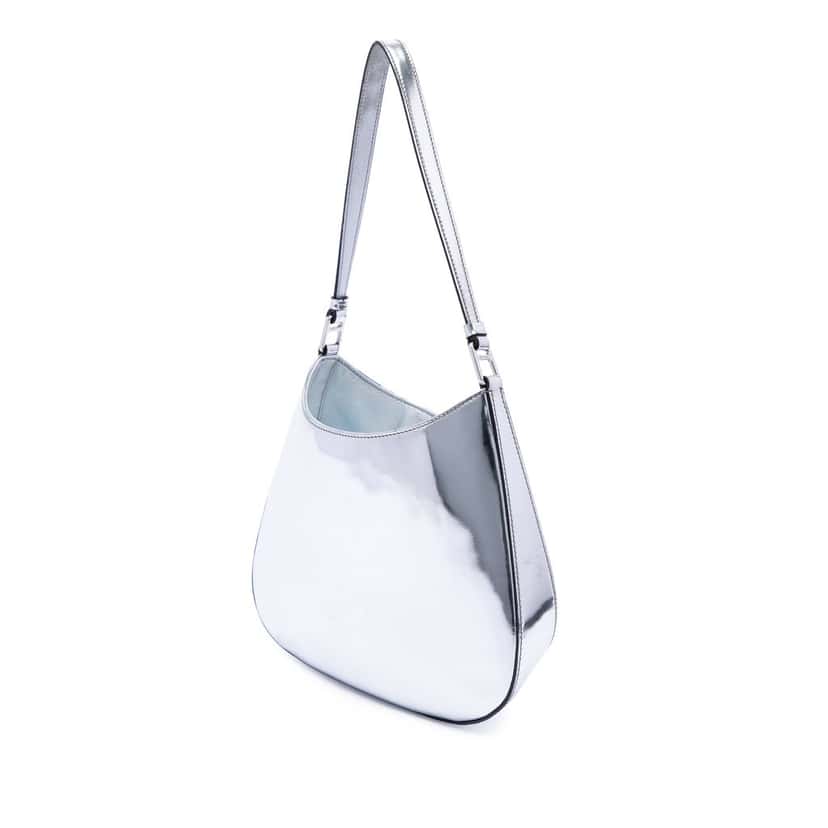 Prada Spazzolato Leather Cleo Shoulder Bag Silver Leather Very good condition - Back View