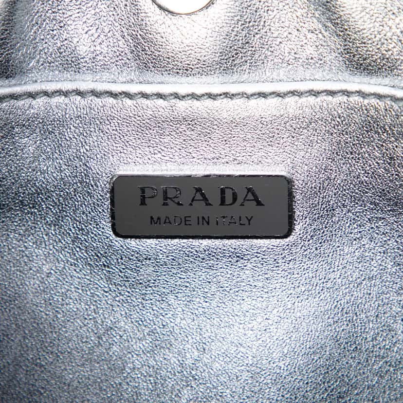 Prada Spazzolato Leather Cleo Shoulder Bag Silver Leather Very good condition - Box View