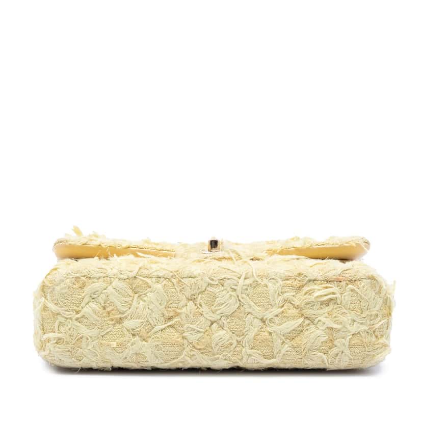 Chanel Medium Classic Fringed Tweed Double Flap Yellow Very good condition - Inside View