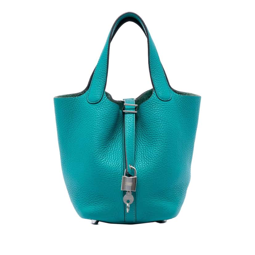 Hermès Clemence Picotin Lock 18 Blue Leather Very good condition - Front View