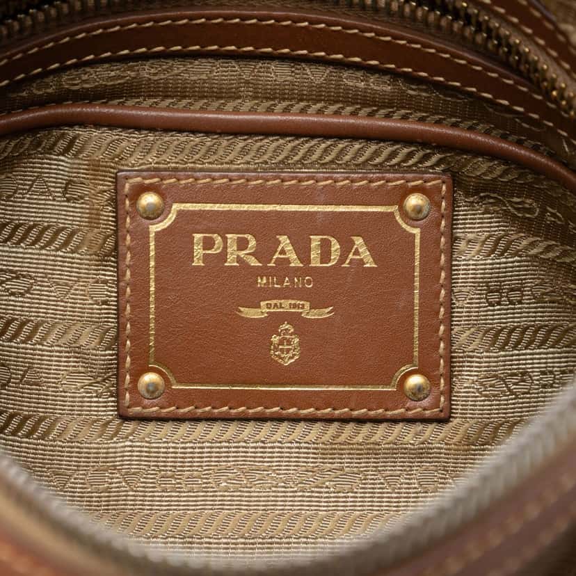 Prada Canvas Canapa Logo Crossbody Brown Very good condition - Box View