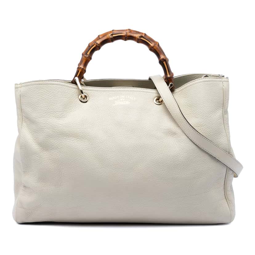 Gucci Large Calfskin Bamboo Shopper Satchel Brown Leather Very good condition - Front View