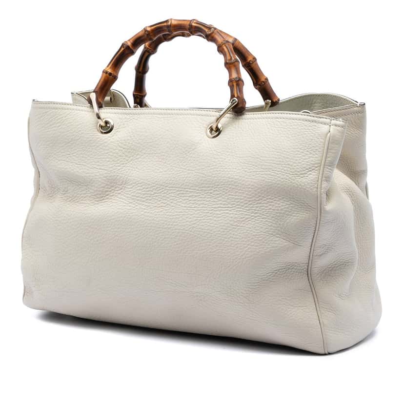Gucci Large Calfskin Bamboo Shopper Satchel Brown Leather Very good condition - Back View