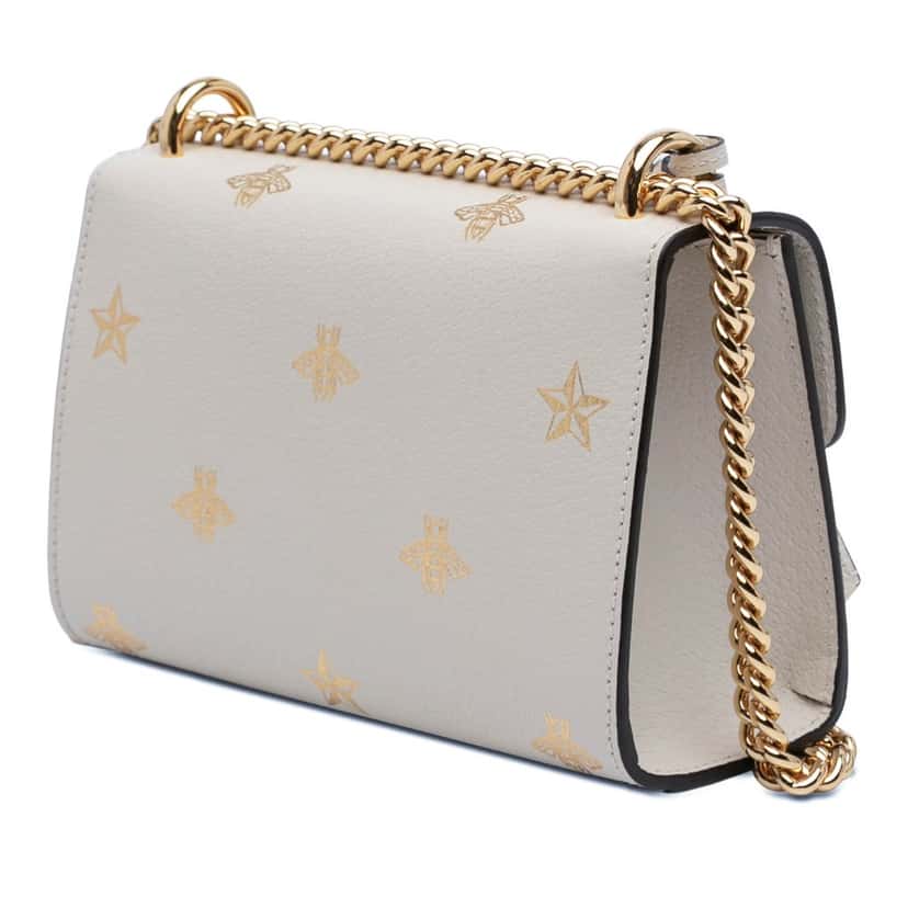 Gucci Small Leather Bee Star Padlock Crossbody White Leather Very good condition - Back View