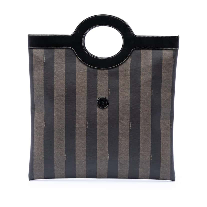 Fendi Pequin Coated Canvas Tote Brown Very good condition - Front View