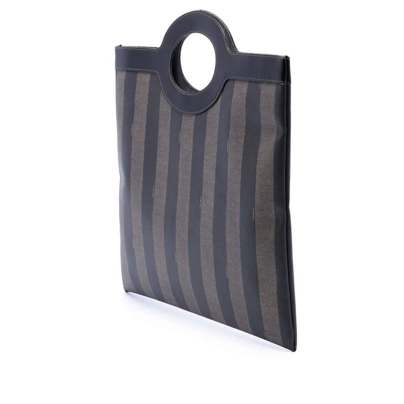 Fendi Pequin Coated Canvas Tote Brown Very good condition - Back View