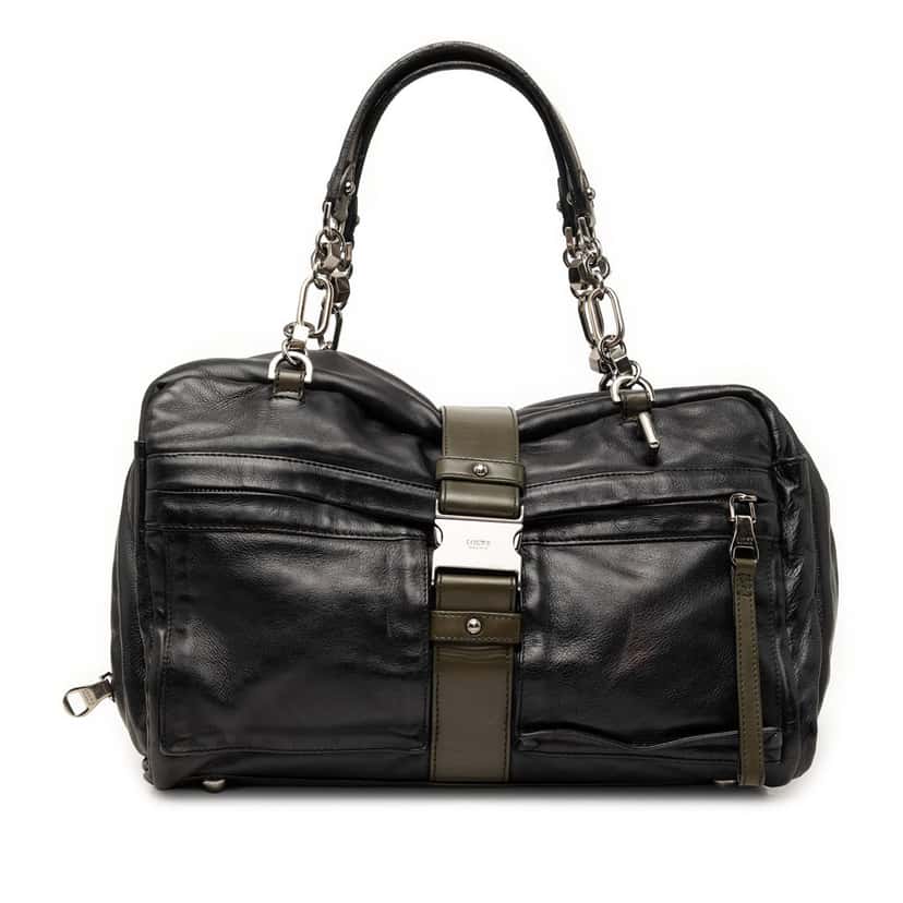 Loewe Bicolor Leather Laura 33 Handbag Black Leather Very good condition - Front View