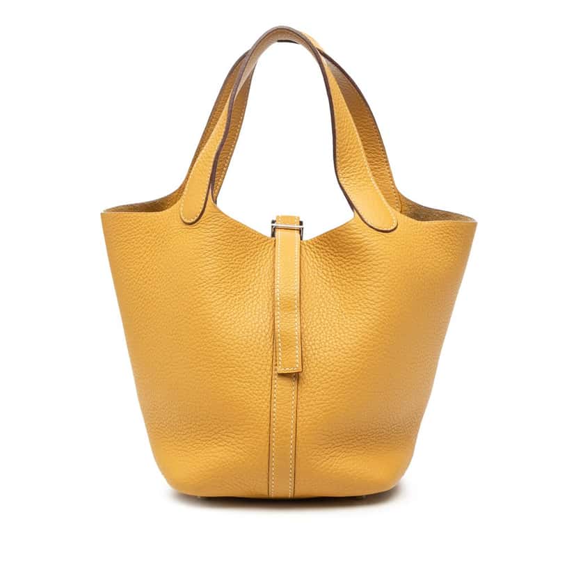 Hermès Clemence Picotin 18 Yellow Leather Very good condition - Front View