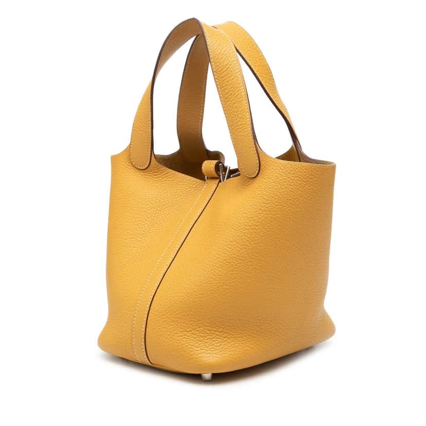 Hermès Clemence Picotin 18 Yellow Leather Very good condition - Back View