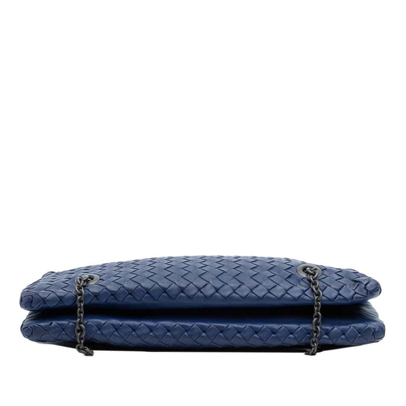 Bottega Veneta Nappa Intrecciato Duo Shoulder Bag Blue Leather Very good condition - Inside View