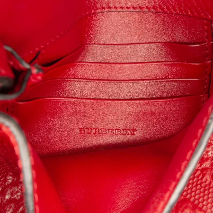 Burberry Embossed Grain Check Leather Langley Crossbody Red Leather Very good condition - Box View