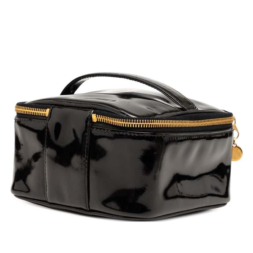 Chanel CC Patent Vanity Bag Black Leather Very good condition - Back View