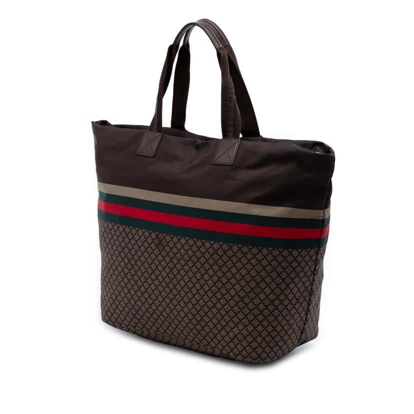 Gucci Diamante Nylon Web Tote Brown Very good condition - Back View