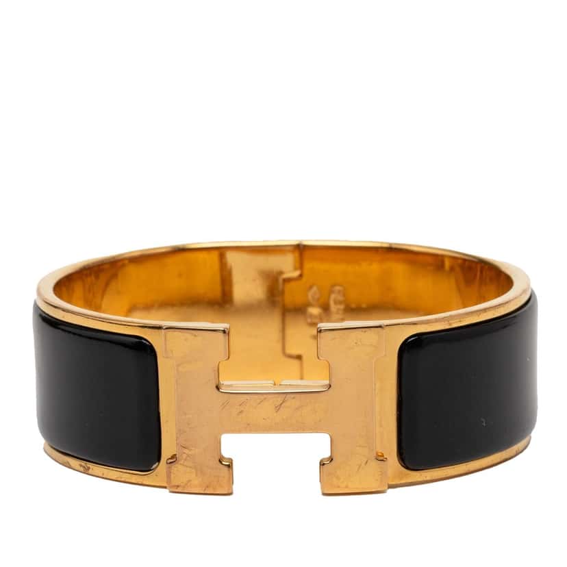 Hermès Wide Enamel Clic Clac H Bracelet GM Black Very good condition - Front View