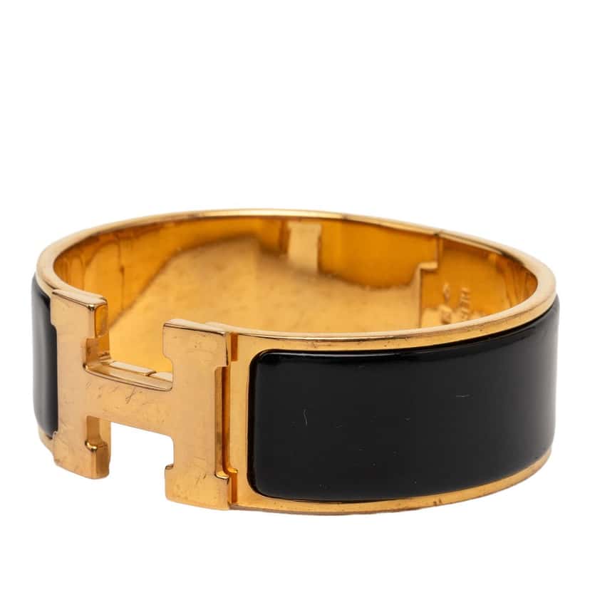 Hermès Wide Enamel Clic Clac H Bracelet GM Black Very good condition - Back View
