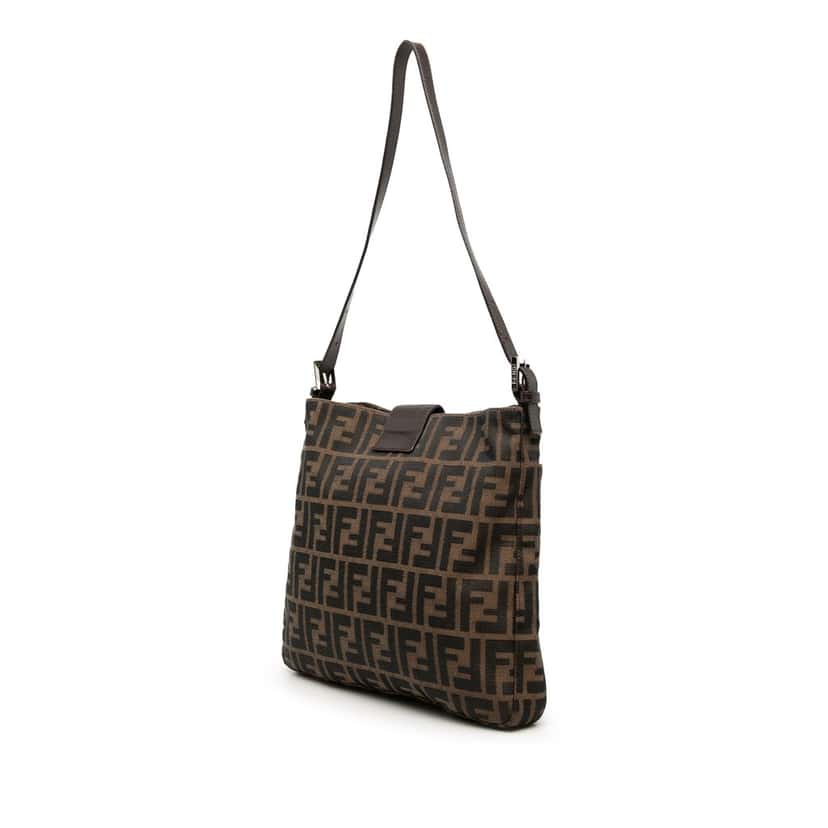 Fendi Zucca Canvas Shoulder Bag Brown Very good condition - Back View