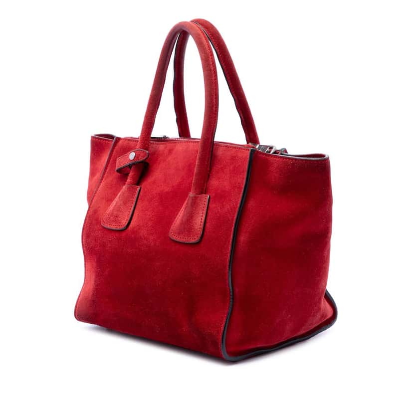 Prada Small Scamosciato Twin Pocket Satchel Red Leather Very good condition - Back View