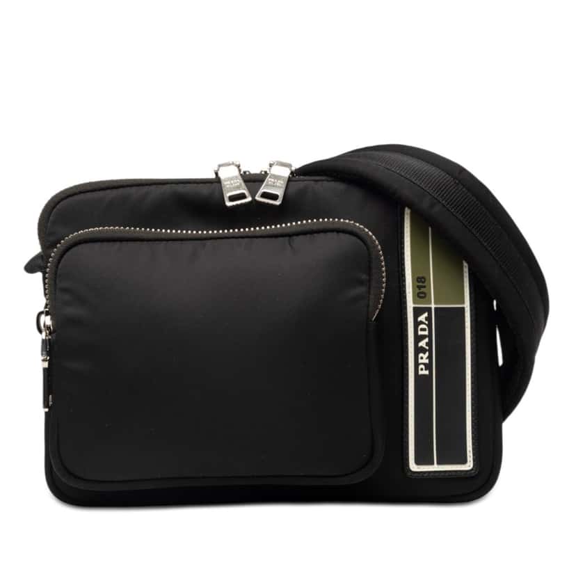 Prada Tessuto Front Pocket Logo Crossbody Black Very good condition - Front View