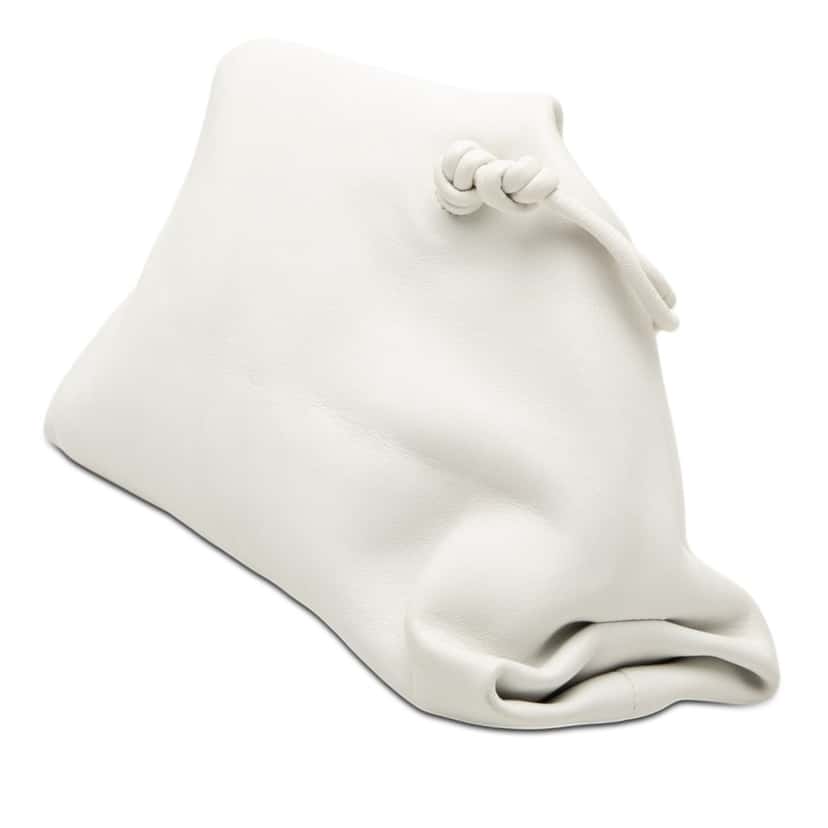 Bottega Veneta Leather BV Trine Angular Clutch White Leather Very good condition - Back View