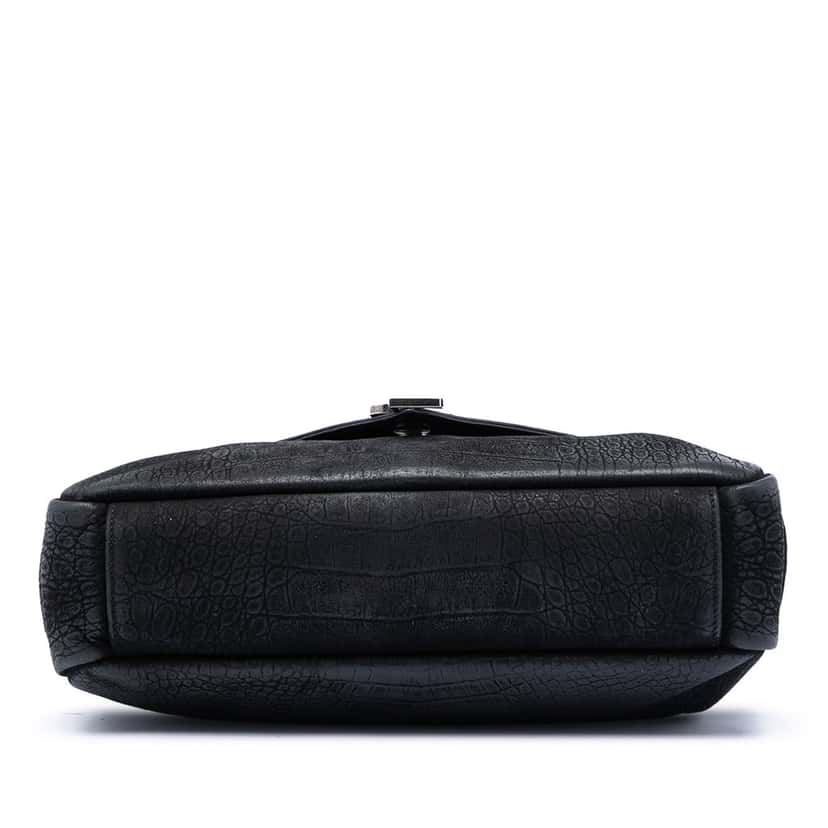 Saint Laurent Large Croc Embossed Nubuck Monogram College Satchel Black Leather Very good condition - Inside View