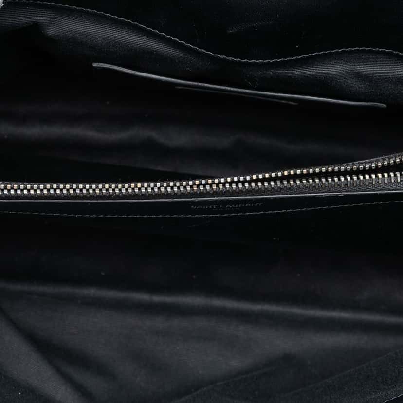 Saint Laurent Large Croc Embossed Nubuck Monogram College Satchel Black Leather Very good condition - Model View