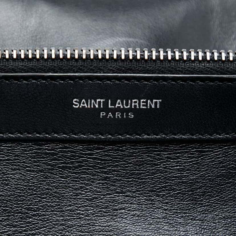 Saint Laurent Large Croc Embossed Nubuck Monogram College Satchel Black Leather Very good condition - Box View