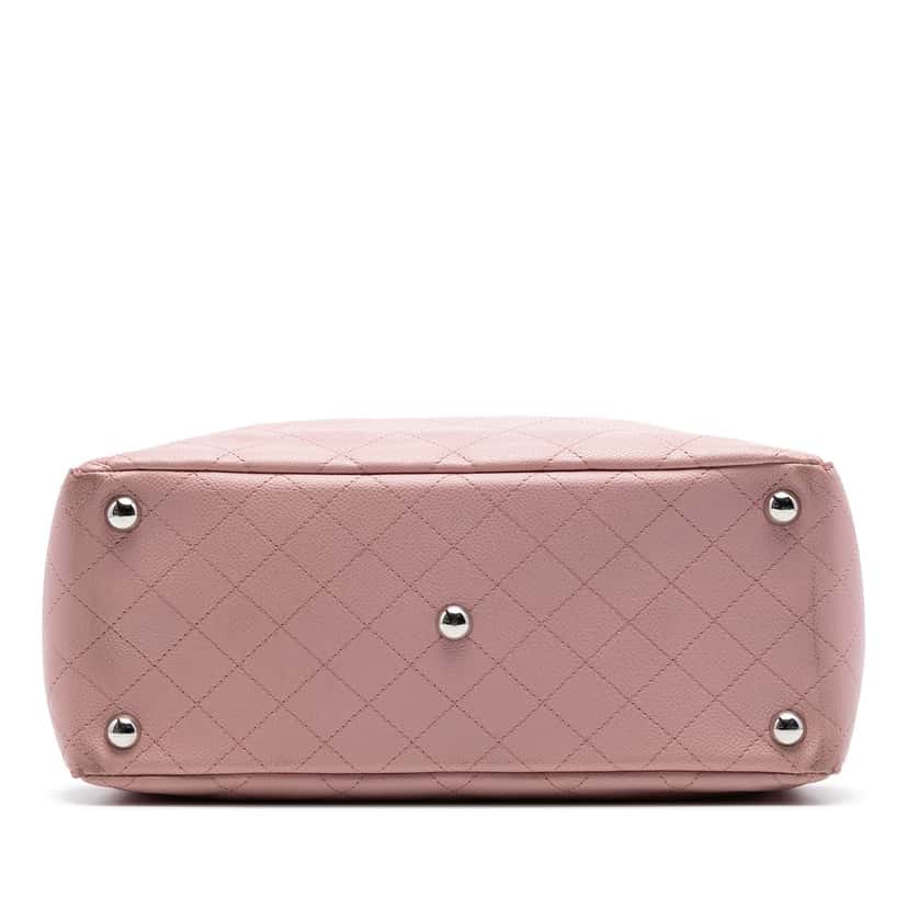 Chanel Small Quilted Caviar CC Pocket Tote Pink Leather Very good condition - Inside View