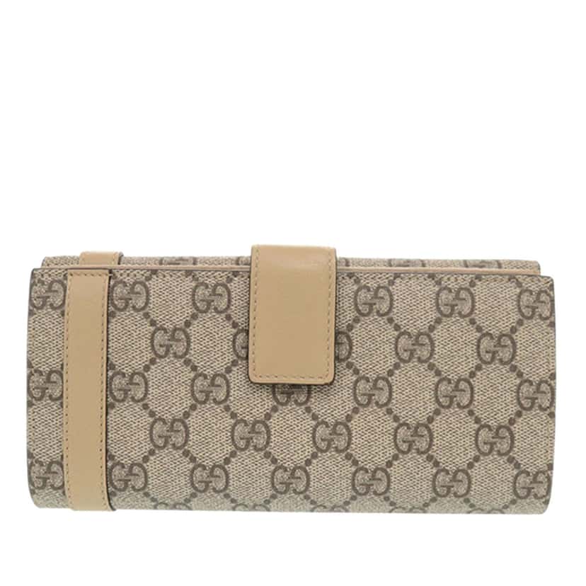Gucci GG Supreme Nice Long Wallet Beige Very good condition - Back View