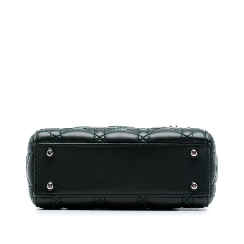 Dior Mini Lambskin Cannage Lady Dior Green Leather Very good condition - Inside View
