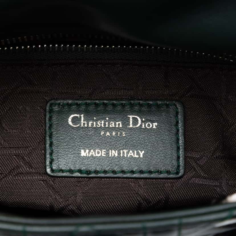 Dior Mini Lambskin Cannage Lady Dior Green Leather Very good condition - Box View