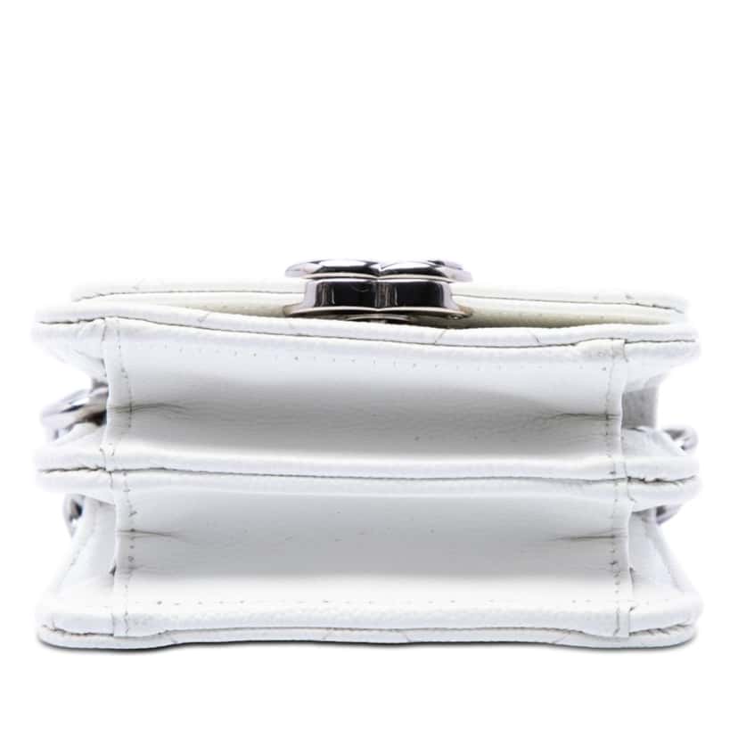 Chanel Mini Quilted Caviar Coco Enamel Strap Flap Clutch with Chain White Leather Very good condition - Inside View