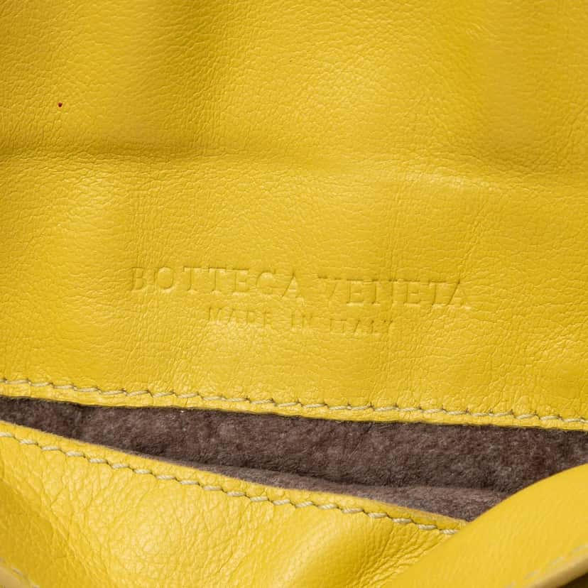 Bottega Veneta Mini Nappa Intrecciato Expandable Chain Flap Crossbody Yellow Leather Very good condition - Box View