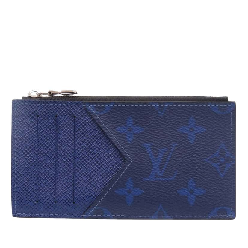 Louis Vuitton Monogram Taigarama Coin Card Holder Blue Very good condition - Front View