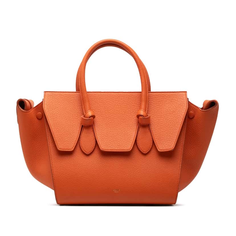 Celine Small Grained Calfskin Tie Knot Handbag Orange Leather Very good condition - Front View