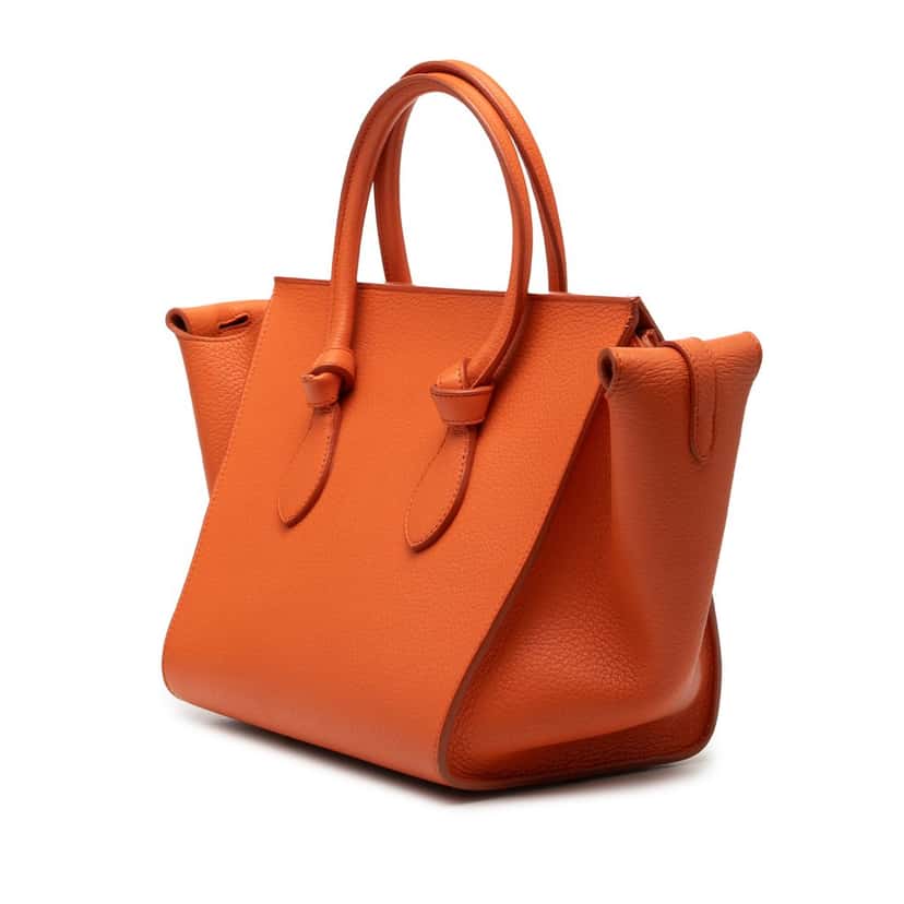 Celine Small Grained Calfskin Tie Knot Handbag Orange Leather Very good condition - Back View