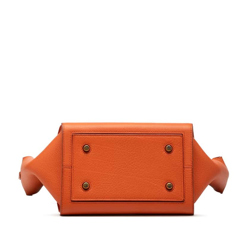 Celine Small Grained Calfskin Tie Knot Handbag Orange Leather Very good condition - Inside View