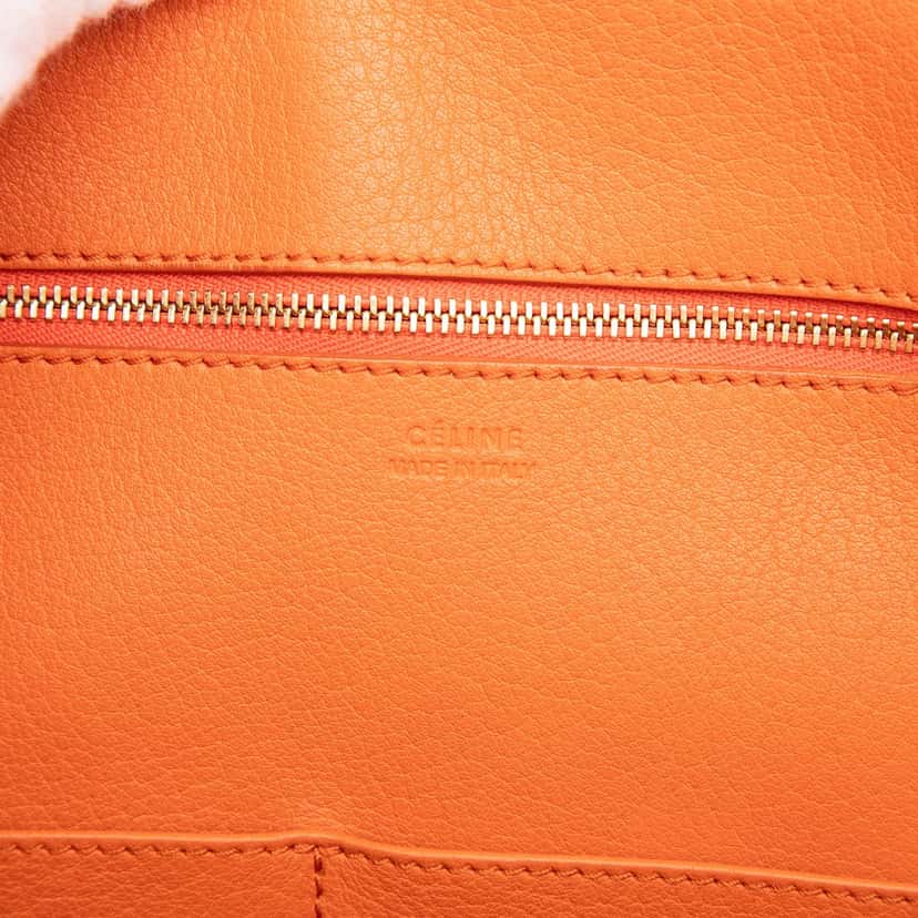 Celine Small Grained Calfskin Tie Knot Handbag Orange Leather Very good condition - Box View