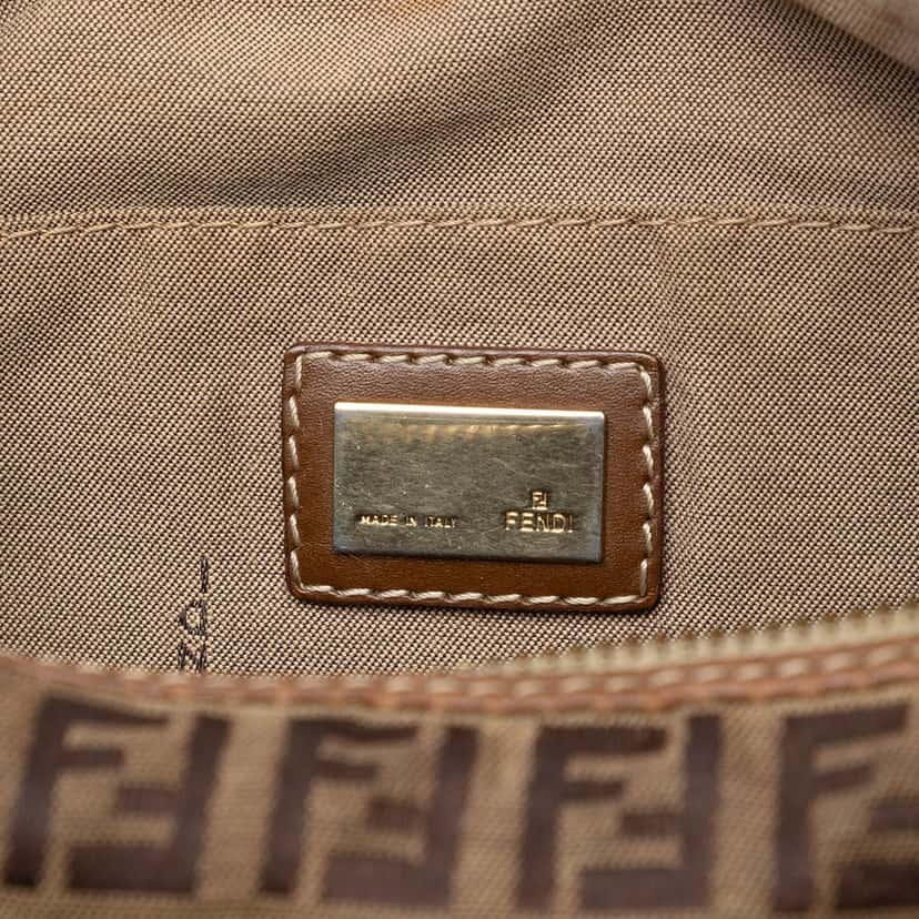 Fendi Zucchino Canvas Chef Pocket Hobo Brown Good condition - Box View