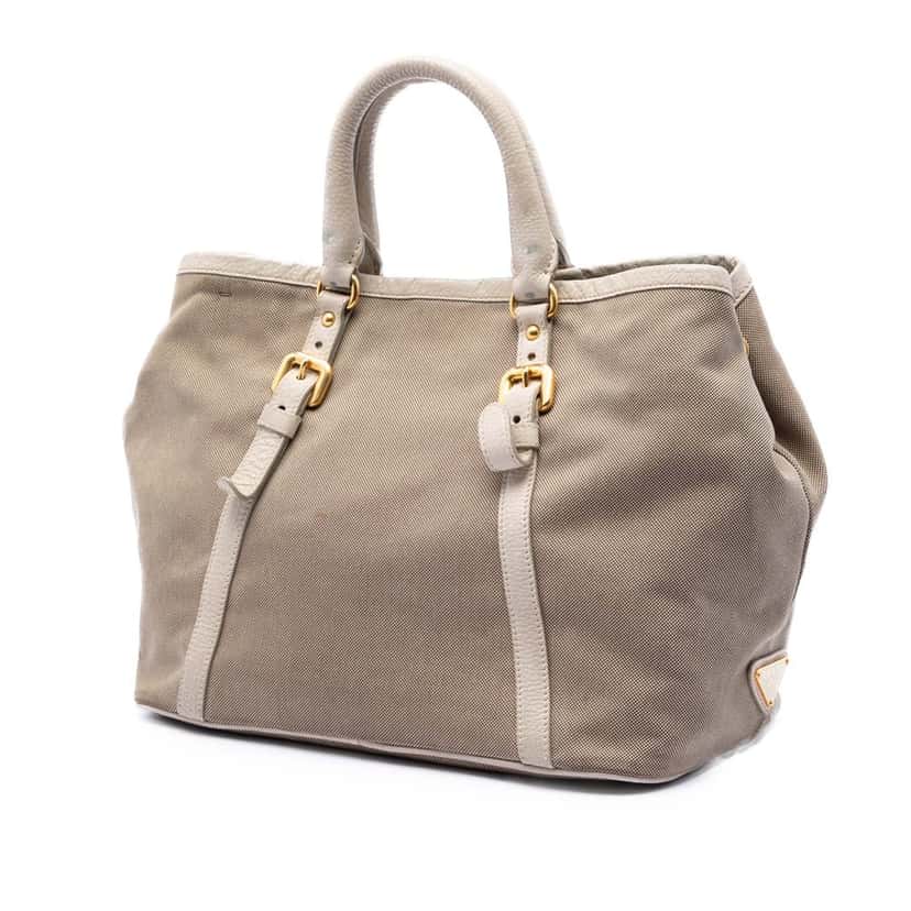 Prada Canvas Canapa Logo Satchel Brown Very good condition - Back View