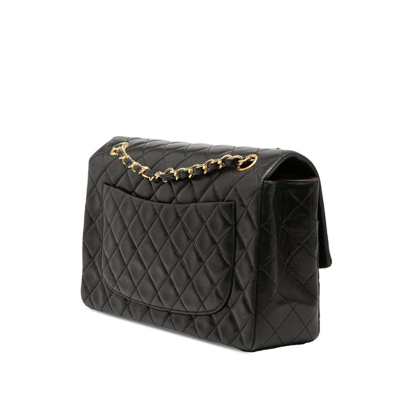 Chanel CC Quilted Lambskin Single Flap Black Leather Very good condition - Back View