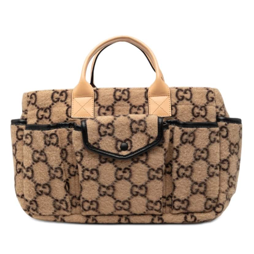 Gucci GG Wool Childrens Pocket Handbag Beige Very good condition - Front View